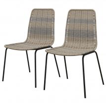 HOMCOM Lot de 2 chaises de salle à manger élégantes, en résine tressée imitation rotin, piètement acier