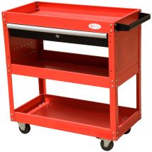 DURHAND Servante d’Atelier Chariot à Outils sur Roulettes Multi-Rangements Tiroir Verrouillable Acier 78 x 35 x 76 cm Rouge Noir
