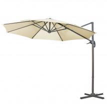 Outsunny Parasol déporté Ø 3 m octogonal inclinable manivelle avec pied en acier crème