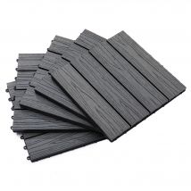 Outsunny Dalles terrasse - caillebotis - Lot de 11 pcs, Surface Max. 1 m² - emboîtables, Installation très Simple, dim. 30 x 30 cm