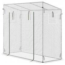Outsunny Serre de Jardin Anti-UV 2 fenêtres moustiquaires + Barres renforcement 200 x 76 x 168 cm Acier PE blanc