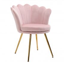HOMCOM Fauteuil coquillage Fauteuil rose Fauteuil de salon Chaise en velours