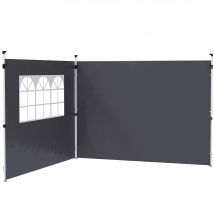 Outsunny Parois latérales pour tonnelle 3 x 3 m panneaux pour pavillon avec fenêtre lot de 2 tissu Oxford gris foncé