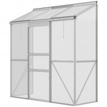 Outsunny Serre adossée serre de jardin fenêtres ouvrables à 5 niveaux panneau en PC cadre aluminium 1,9 x 0,7 x 2 m transparent