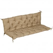 Outsunny Coussin matelas assise dossier pour banc de jardin balancelle canapé 3 places grand confort 150 x 98 x 8 cm kaki clair