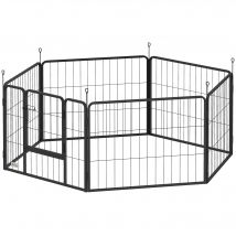PawHut Parc pour chien, enclos chien 6 panneaux modulable et pliable, portable en acier avec porte 80 x 60 noir