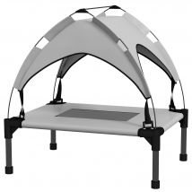 PawHut Lit pour chien chat sur pieds lit chien surélevé velum anti-UV oxford sac de transport inclus 61 x 46 x 63 cm gris