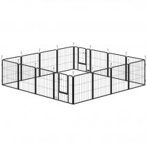 PawHut Parc pour chien, parc pour animaux, 16 panneaux, clôture portable pliable, sécurisé, noir