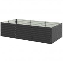 Outsunny Jardinière surélevée galvanisée rectangulaire pour l'extérieur - fond ouvert - 240 x 120 x 60cm, Gris