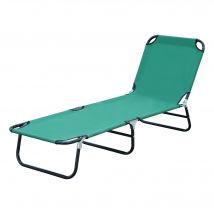 Outsunny Bain de soleil chaise longue pliante inclinable en tissu Oxford pour plage camping piscine 188 x 56 x 28 cm vert foncé
