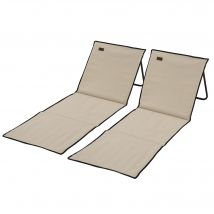 Outsunny Lot de 2 tapis de plage rembourré dossier inclinable multi-positions acier polyester beige