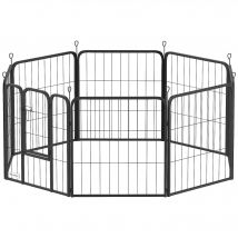 PawHut Parc pour chien enclos chien 8 panneaux modulable et pliable acier avec porte pour chiot intérieur extérieur 60 cm noir