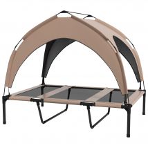 PawHut Lit pour chien chat sur pieds lit chien surélevé velum anti-UV oxford sac de transport 106 x 76 x 94 cm café