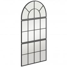 HOMCOM Miroir mural arqué miroir mural en forme de fenêtre ensemble de 3 pièces cadre en métal 76 x 43 cm noir