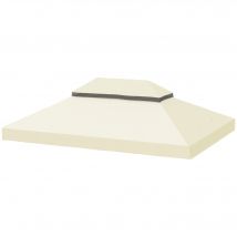 Outsunny Toile pour tonnelle toile de rechange pour tonnelle à 2 niveaux protection UPF30+ trous de drainage  4 x 3 m crème