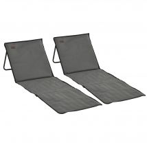 Outsunny Lot de 2 tapis de plage rembourré dossier inclinable multi-positions acier polyester gris