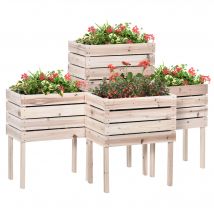 Outsunny Jardinières Modulables en Bois Naturel pour Potager Surélevé   Aosom France