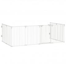 PawHut Barrière de sécurité barrière de protection cheminée parc enclos chien pliable modulable 8 panneaux porte sans perçage