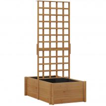 Outsunny Jardinière Carrée en Bois avec Treillis pour Plantes Grimpantes 100x60x150cm   Aosom France