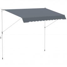 Outsunny Store banne Manuel rétractable 4L x 1,2l m Auvent Téléscopique sans Perçage Inclinaison et Hauteur réglable Anti-UV Gris foncé