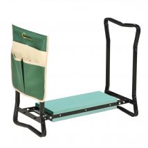 Outsunny Tabouret de Jardin Tabouret de jardinage Pliable agenouilloir de Jardin siège Jardinage avec Coussin Pochette Rangement Outils Vert