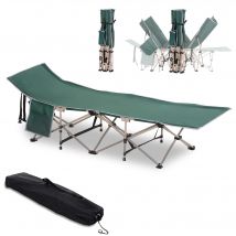Outsunny Lit de camping pliable, lit de camp cadre en acier léger sac de transport charge max. 150 kg 190 x 68 x 52 cm vert