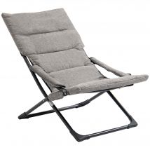 Outsunny Chaise pliante extérieur, chaise pliante camping avec coussin épais rembourré et accoudoir, gris