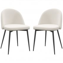 HOMCOM Lot de 2 chaises salle à manger chaise de cuisine scandinave chaise en velours rembourrée avec pieds effilés en métal