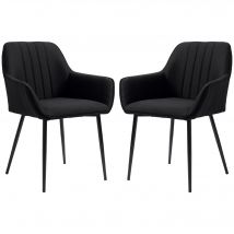 HOMCOM Chaises de Salle à Manger Chaises de Visiteur Design scandinave - Lot de 2 chaises - Pieds effilés métal Noir