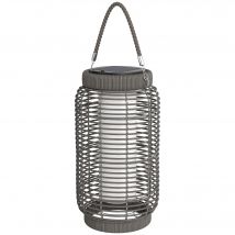 Outsunny Lampadaire d'extérieur solaire en résine tressée luminaire LED de jardin en acier marche/arrêt automatique gris