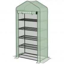 Outsunny Serre de Jardin 5 Niveaux avec Porte Enroulable et Bâche PE Renforcée Résistante 90x49x193cm   Aosom France