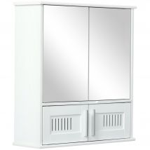 kleankin Armoire murale miroir salle de bain avec étagère et placard armoire de toilette en bois MDF design contemporain dim. 55l x 17,5P x 60H cm