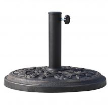Outsunny Pied de parasol rond 9 kg support parasol résine motif roses pour terrasse piscine Ø 45,5 x 31 cm bronze