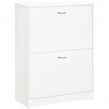 Outsunny Armoire à Chaussures 2 Portes Abattantes Meuble Chaussures Blanc 60x24x80cm Design Élégant   Aosom France