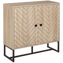HOMCOM Buffet meuble de rangement 2 portes bois et pieds en métal noir dim. 80L x 29,5l x 80H cm