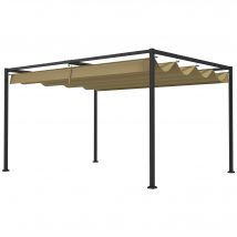 Outsunny Pergola coulissante Pergola rétractable 3 x 2 m structure métal époxy anticorrosion toile polyester 180 g/m² kaki