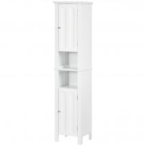 kleankin Colonne de Rangement Salle de Bain Design Moderne 2 Portes Blanches   Aosom France