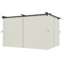 Outsunny Pergola de jardin exterieur 3 x 4 m, toit rétractable et rideaux, anti-UV UPF30+, pour barbecue, patio, terrasse, crème