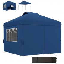 Outsunny Tonnelle barnum pop-up pliante 3 x 3 hauteur réglable parois latérales aérations fenêtres sac de transport à roulettes