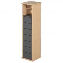HOMCOM Support papier toilette - porte-papier toilette - armoire pour papier toilette - 2 niveaux + sortie papier MDF gris bambou