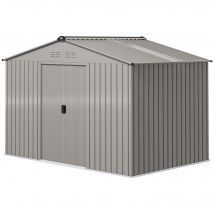 Outsunny Abri de jardin 5,4 m² dim. 2,77 x 1,95 x 1,92 m fondation incluse porte coulissante ventilations tôle acier, anthracite