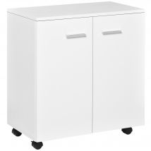 HOMCOM Commode Blanche 2 Portes Étagère Interne Pratique 60x35x65cm Panneaux de Particules   Aosom France