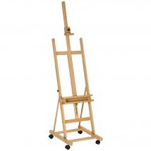 Vinsetto Chevalet d'artiste sur roulettes pliable en bois de hêtre pour toiles à peindre jusqu'à 118 cm bois naturel