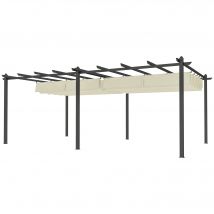 Outsunny Pergola rétractable 3,5 x 6 m pergola pour terrasse structure en aluminium + toile polyester - beige