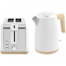 HOMCOM Ensemble bouilloire et grille-pain, 1,7L, 2200W, grille-pain 2 tranches avec 7 niveaux de brunissage, blanc