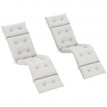 Outsunny Lot de 2 coussins de chaise longue coussin bain de soleil épais, confortable - 6 attaches, 190 x 56 x 10 cm, gris clair