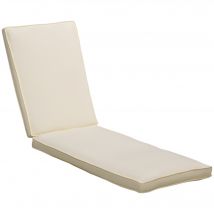 Outsunny Coussin de chaise longue matelas pour transat extérieur coussins d'extérieur pour bain de soleil 188 x 53 x 8 cm crème