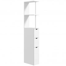 HOMCOM Badezimmerschrank, Badezimmerschrank, mit Schubladen, offenen Regalen, Schrank, 15 x 33 x 136,5 cm, weiß   Aosom
