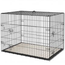 PawHut Hundebox, faltbare Transportbox für Hunde, herausnehmbarer Schale, Kissen, 91 x 62 x 68 cm, Schwarz