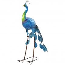Outsunny Pfau Statue für den Garten, Garten Dekoration aus Metall, wetterbeständig für Gärten, Veranden, Terrassen, 83H cm, Multicolor   Aosom
